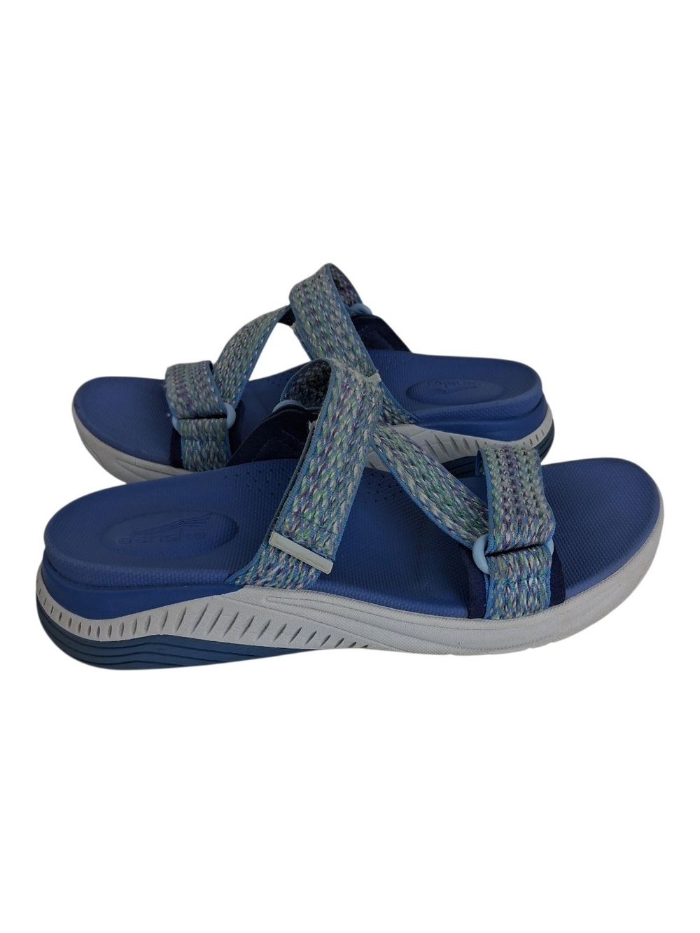 Dansko Rosette Blue Multi Webbing Slide Sandals Womens Size 36 US 5.5 6 Comfort